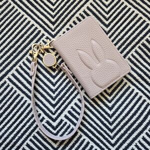 Pink-Mauve Card Holder with Stretchable Wrist Strap